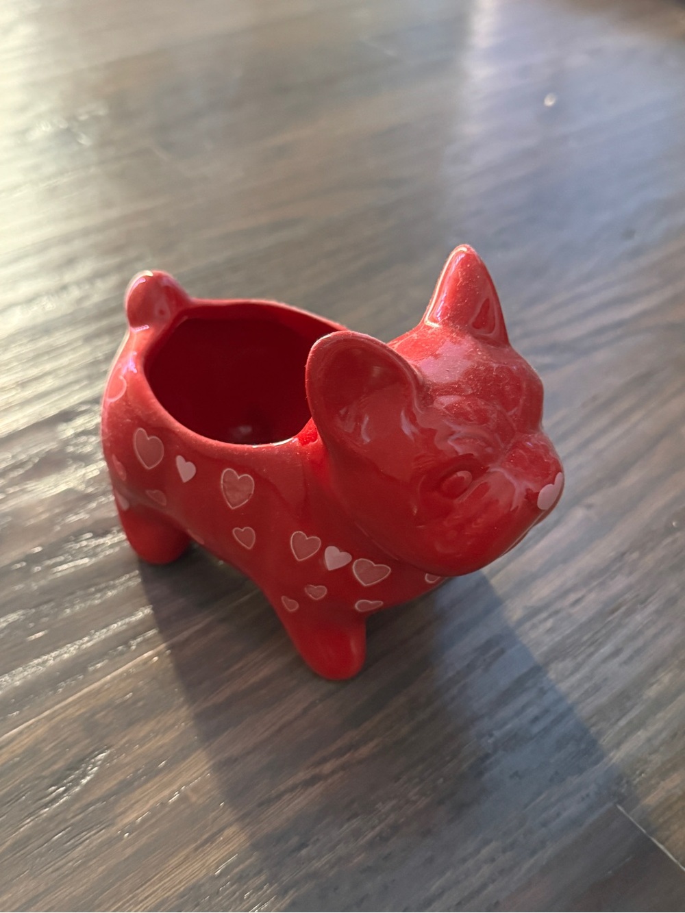 Spritz Red French Bulldog Ceramic Planter Heart Valentine’s Decor 2” Mini pot